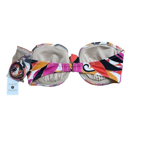 SHADE & SHORE BIKINI TOP ABSTRACT PRINT MULTICOLOR UNDERWIRE SWIM SUIT NWT - Picture 3 of 4